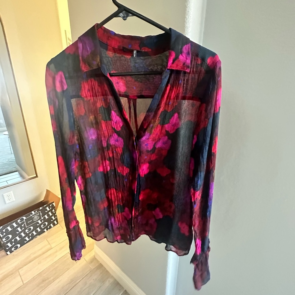 Paige silk blouse L flower print